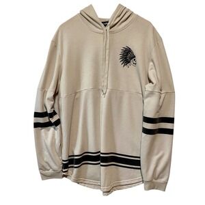 Carbon Men's Skull Ivory Black Hooded Pullover Long‎ Sleeve Size XL
